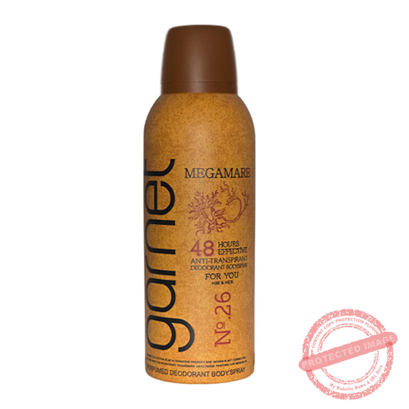 GARNET-BODY-SPRAY-26-ORTO-PARISI-MEGAMARE-HCHC-IR اسپری خوشبو کننده بدن مردانه مگاماره گارنت 200 میل - Image 1