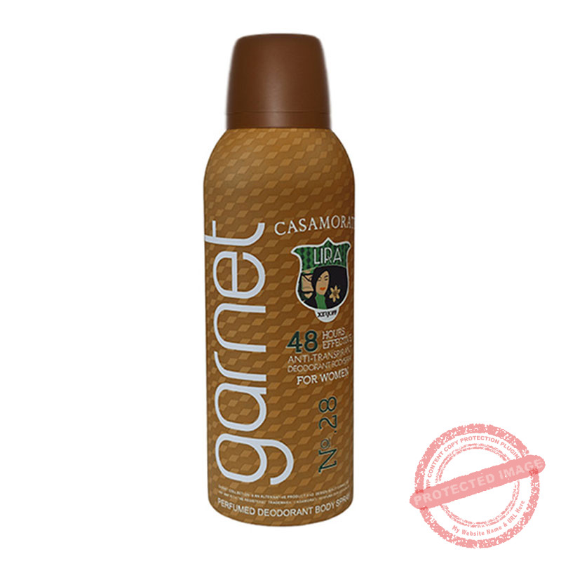 GARNET-BODY-SPRAY-28-CASAMORATI-LIRE-HCHC-IR اسپری خوشبو کننده بدن زنانه کازاموراتی زرژاف لیرا گارنت 200 میل - Image 1